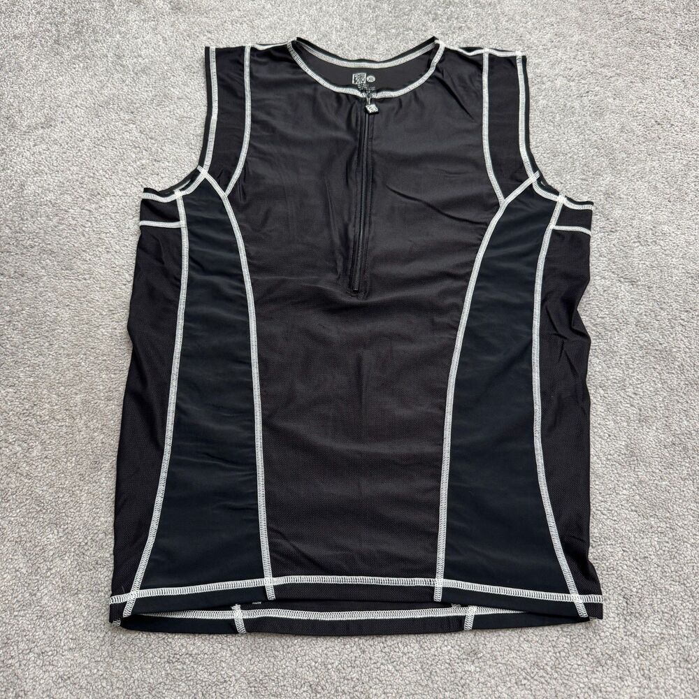De Soto Skin Cooler Half Zip Sleeveless Triathlon Tri Jersey Mens XL Black Top